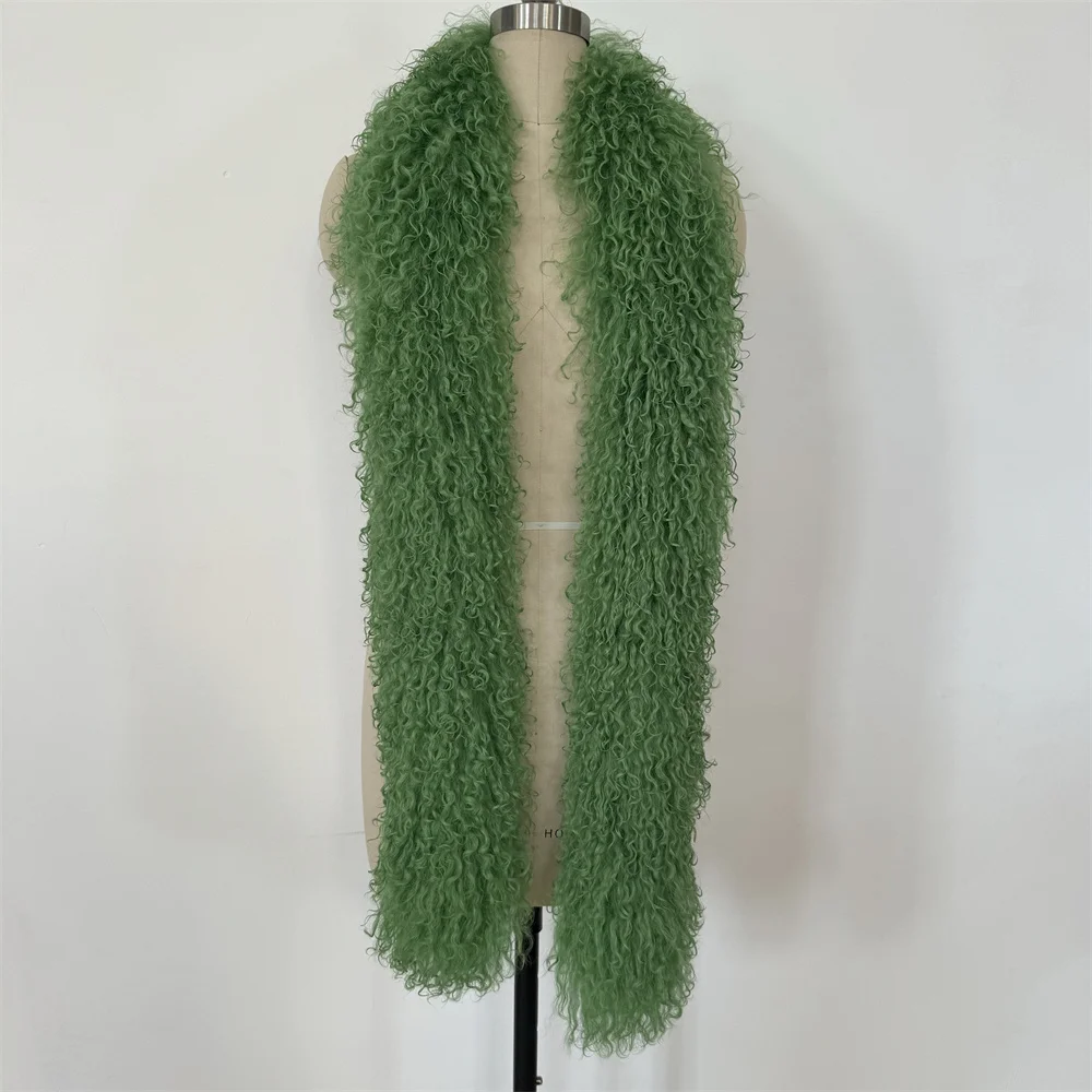 Long Hair Real Mongolia Lamb Fur Scarf Warm Thick Fashion Female Long Genuine Tibet Sheep Fur Scarves view 6