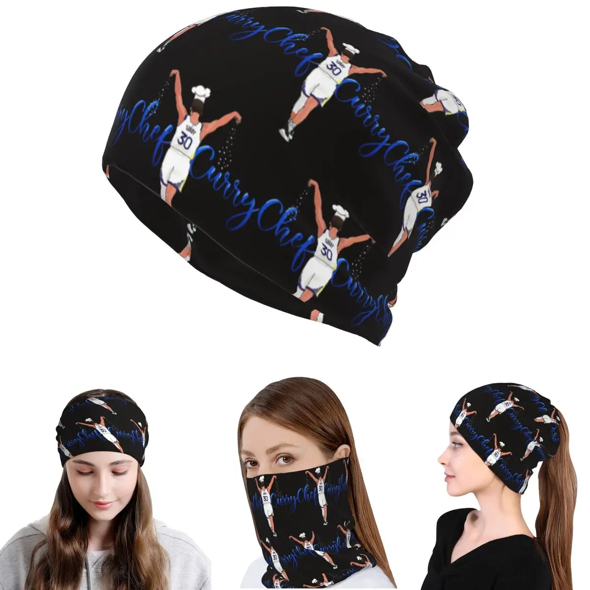 Stephen Curry - Chef Curry Bandana, pañuelo para el cuello, pañuelo multiusos para la cabeza, gorro para hombres y mujeres, gorro para adultos a prueba de viento