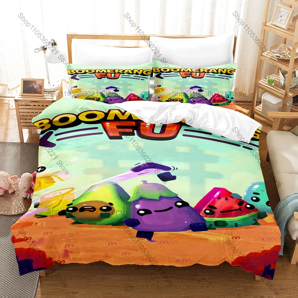 Soft Pastel Generic Cartoon Food Line Sketch 3Pcs Bedding Set Duvet Cover & Pillowcases Minimal Casual Home Textile