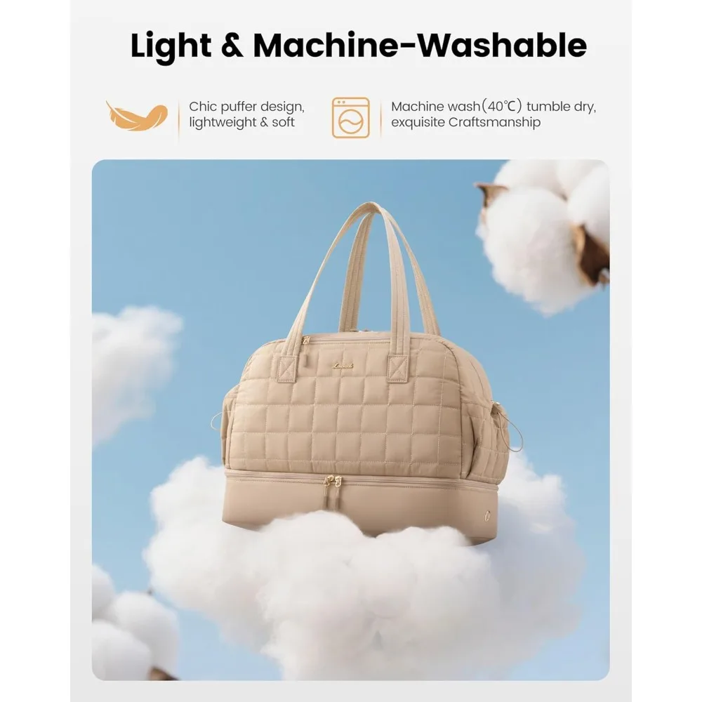 حقيبة نسائية كبيرة لعطلة نهاية الأسبوع مع حجرة للأحذية، حقيبة منتفخة للحمل للطائرات، حقيبة مستشفى مثالية