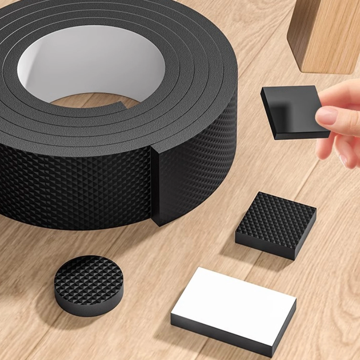 Black Anti-slip Furniture Pads Mute Mats Bumper Damper Non-Slip Pad Foot Cover Self Adhesive Table Chair Foot Protection Pad