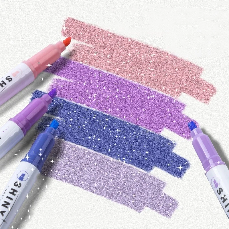 4 Pcs/Set Glitter Highlighters Pen Fine Flash Marker Pen Painting Pen For Scrapbook Diary Journal Student Stationery Supply Tool