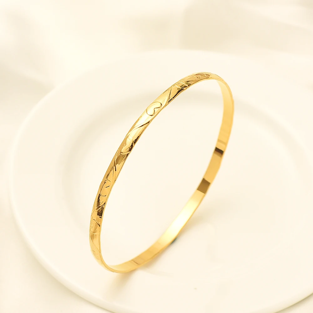 68MM 24K Ethiopian Wave Dubai Trendy Wedding Bangles for Women Arab African Gold Color Bracelet Jewelry Middle East Gifts