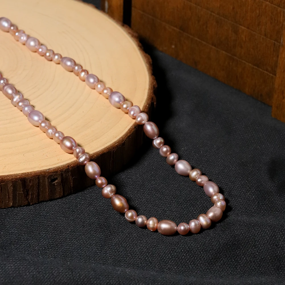 Natural Freshwater Pink Purple Pearl Necklace Korean Style Women Luxury Jewelry Fashion Ladies and Girls Gift GN0671