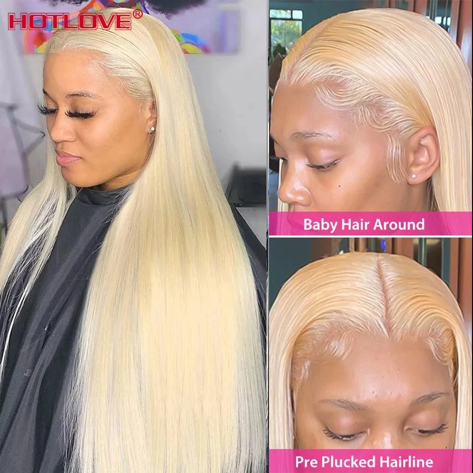 613 Blonde Lace Front Human Hair Wigs Brazilian Straight 13x4 HD Transparent Lace Frontal Wig Pre Plucked 150% Remy Hair Wigs