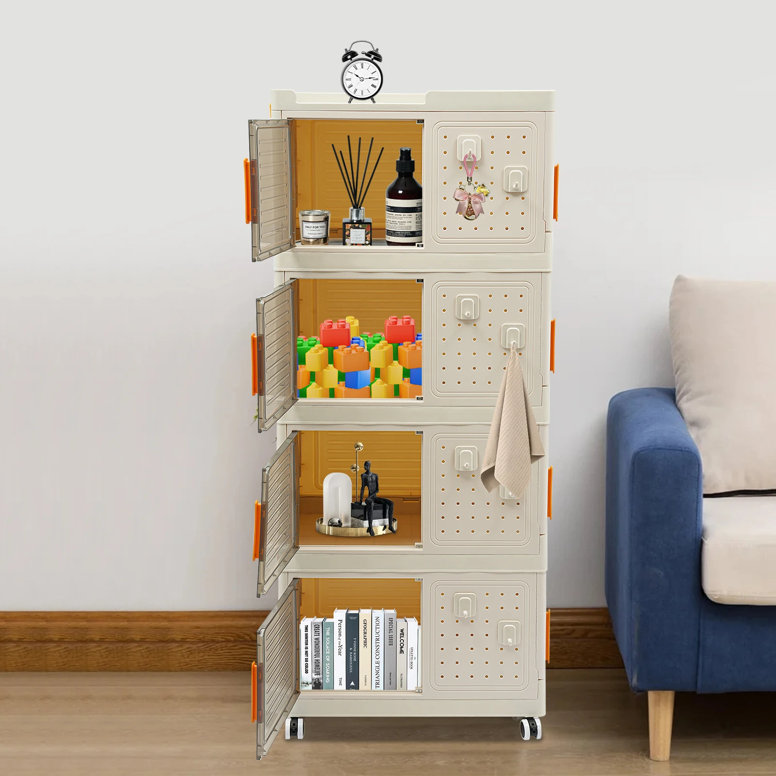 

Storage Cabinet-56*32*135Cm-Four Layers For Home Living Room To Store