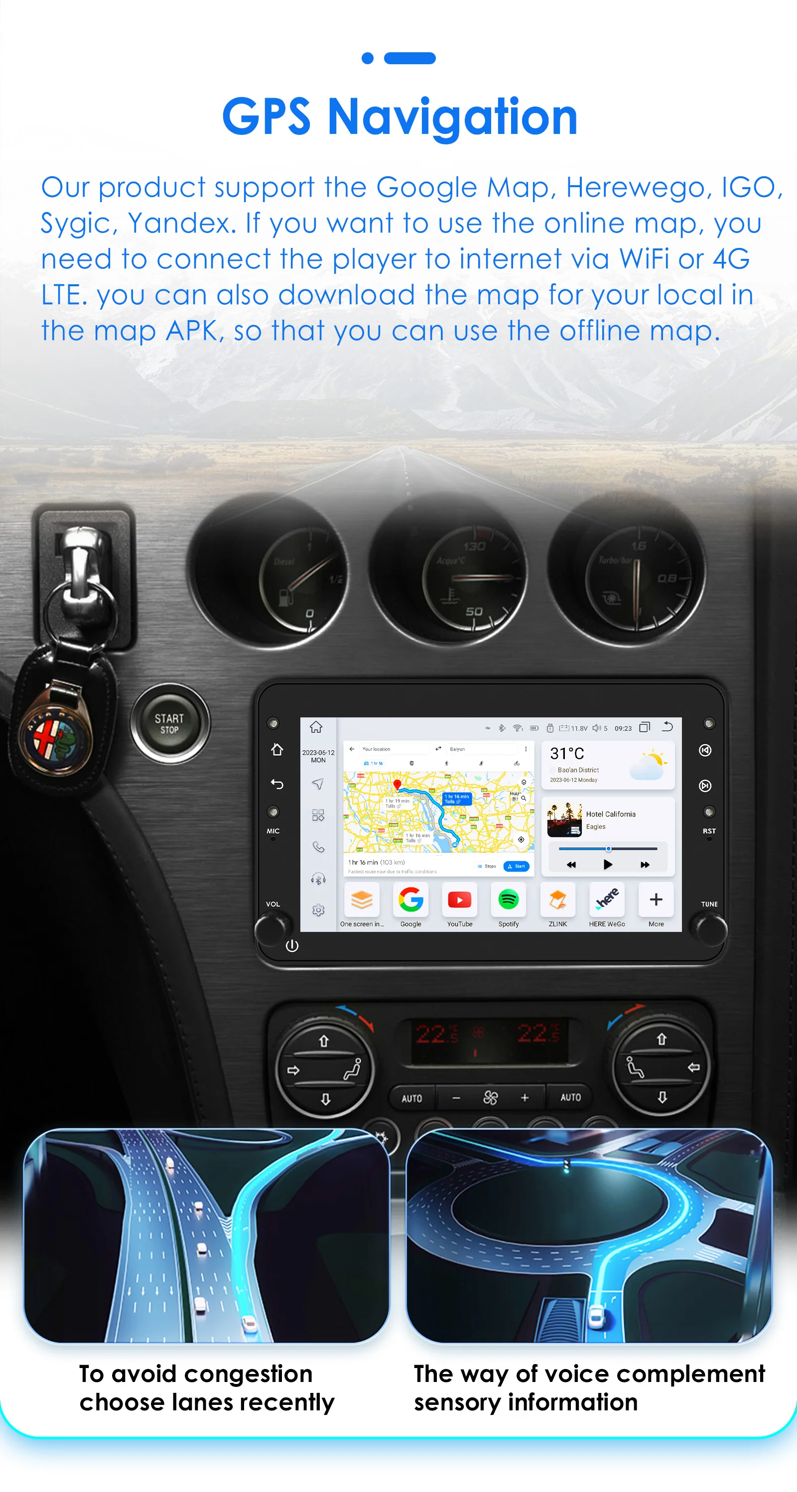 Hizpo Android todo en uno Radio para Alfa Romeo 159 Brera Spider Sportwagon coche Multimedia GPS 4G Autoradio Wwireless Carplay WIFI 3