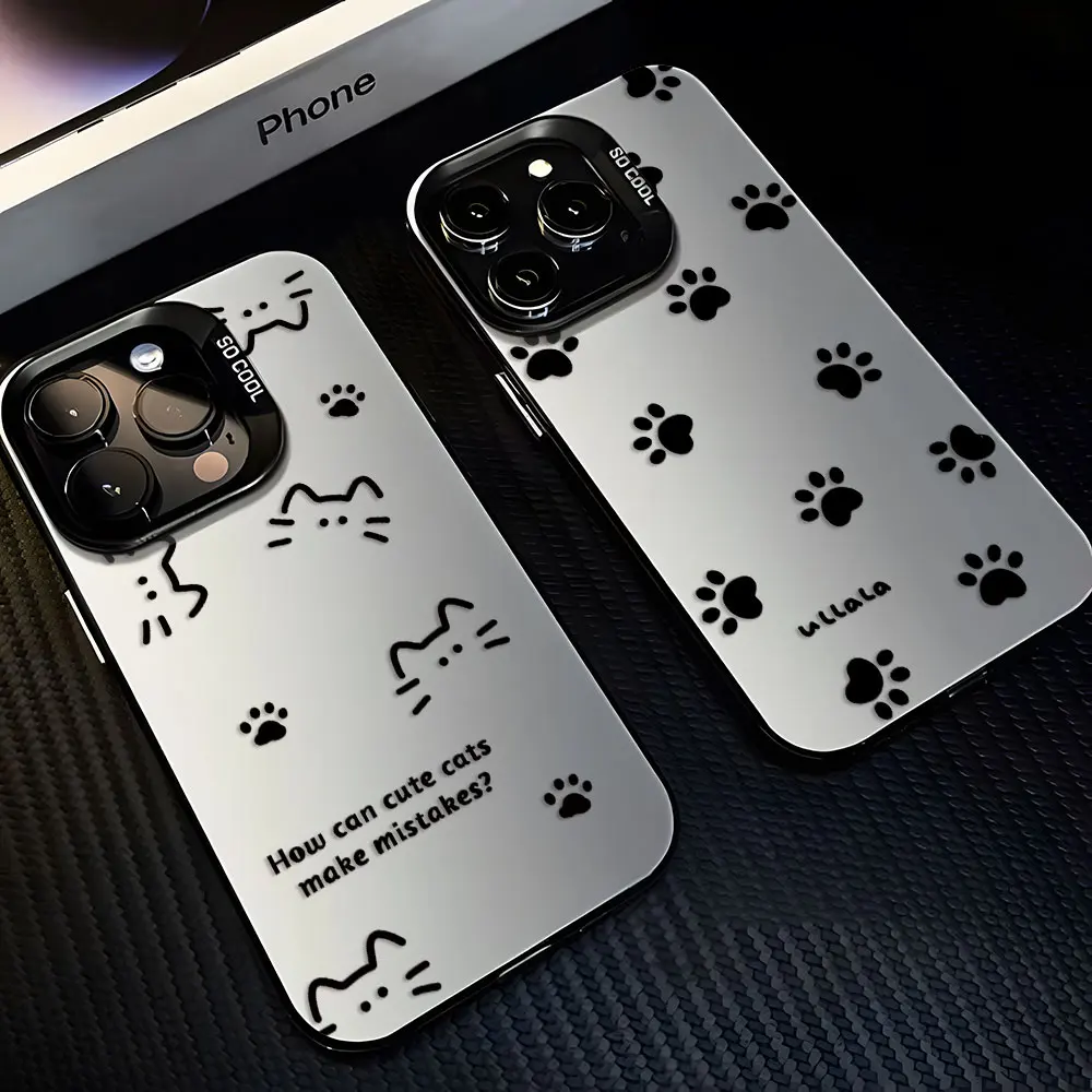 Fashion Black Cat Paw Prints Phone Case for Oppo Reno13 Reno12 Reno11 Reno10 Reno 8 7 6 5 Z F T Pro Plus 4G 5G Matte Back Cover