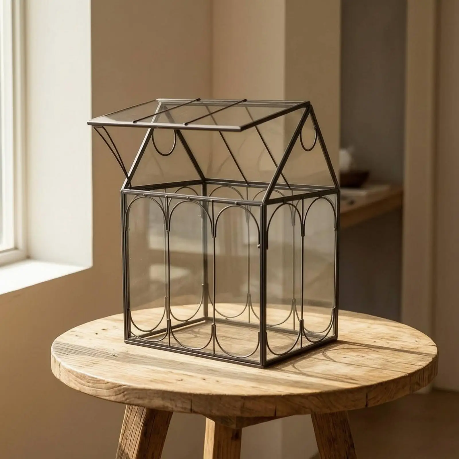 Industrial Vase Compact House Style Glass Terrarium Organizer Showcase Planter for Flowers Artificial for Decor at Home