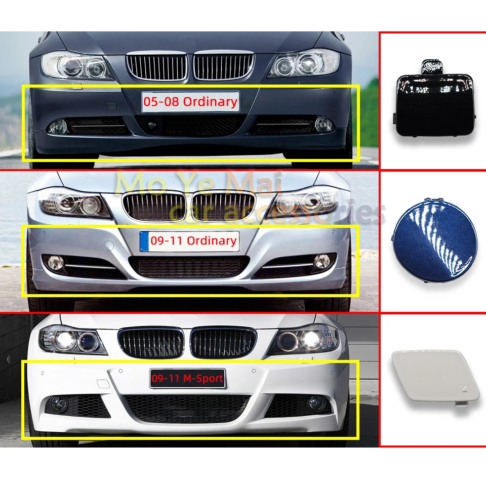 For BMW 3 320 325 330 E90 E90LCI E91 M-Sport Front Bumper Towing Hook Cap Cover Shell 2005 2006 2007 2008 2009 2010 2011 Painted