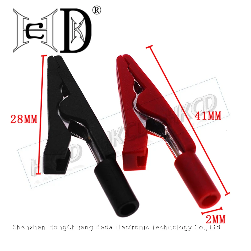 2Pcs Insulated Alligator Clip 2mm Battery Test Clip Banana Female Adapter Meter Test Multimeter Pen Cable Probes Crocodile Clip