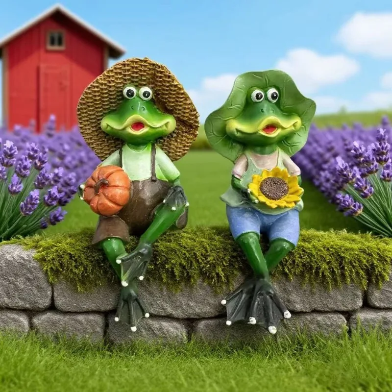 

1set Frog Ornament Best Seller Outdoor Garden Courtyard Design Resin Craft Gift of Popular Frog Couple Ornament Home Accessories