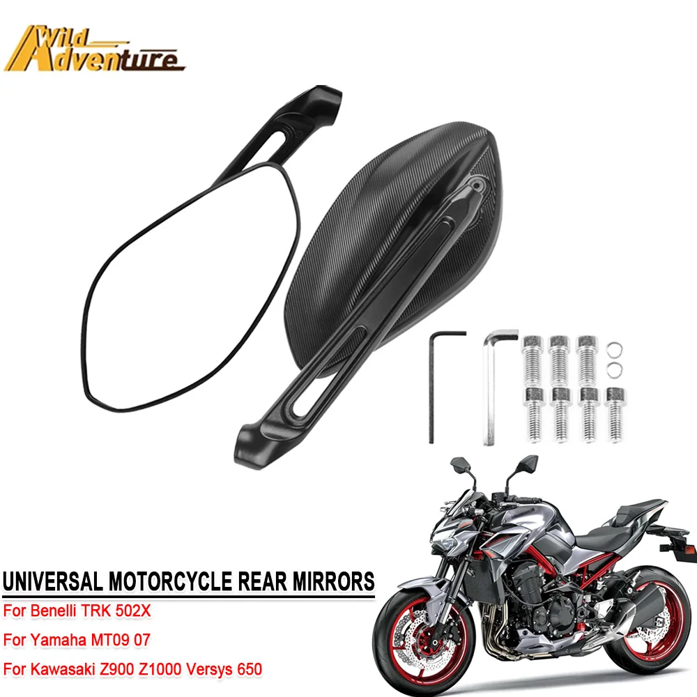 

Universial 8mm 10mm Motorcycle Rearview Mirrors Back For Benelli TRK 502X For Kawasaki Z900 Z1000 Versys 650 For Yamaha MT09 07
