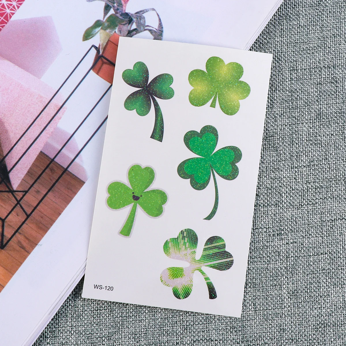 

10 Sheets Waterproof Temporary Tattoos Kids Stickers Clover Pattern Decals Four Leaf Design Body Art Safe Non Toxic