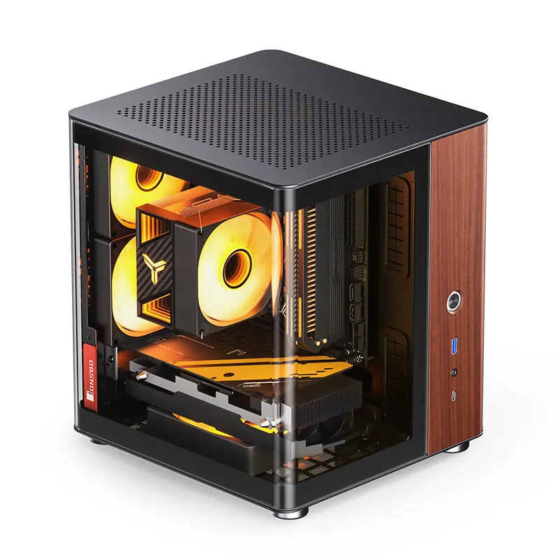 Imagem -05 - Jonsbo Tk0 pc Case Vista do Mar Sala Itx Case Sfx Suporte de Energia Nogueira Painel Decorativo de Madeira Tipo-c Suporte Mini-itx Placa-mãe