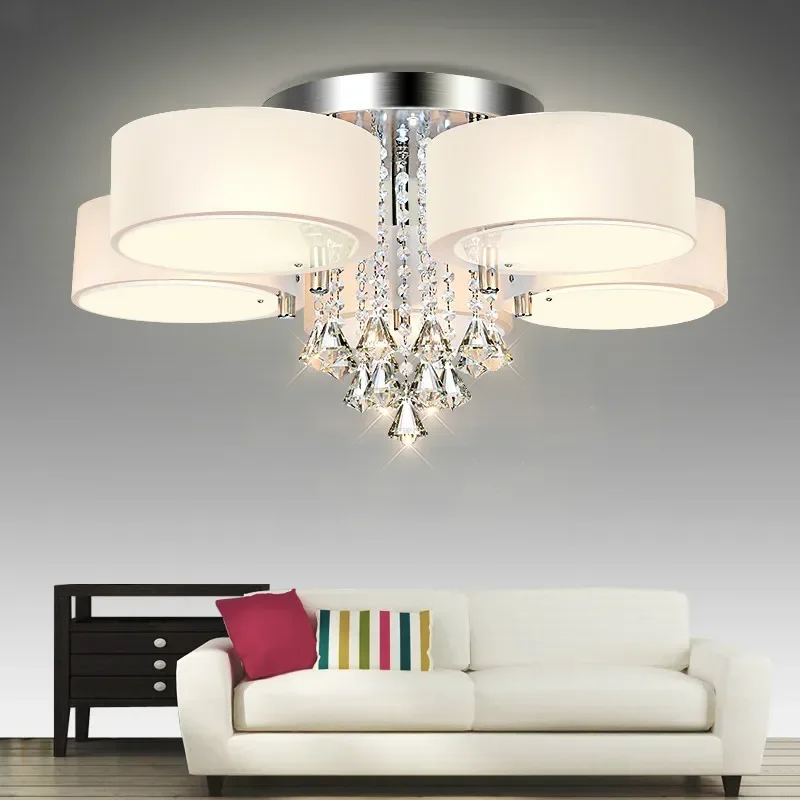 Modern Lustre Crystal Dimmable Led Chandeliers Lighting Luminaria Acrylic Ring Dining Room  Ceiling Chandelier Lights Fixture