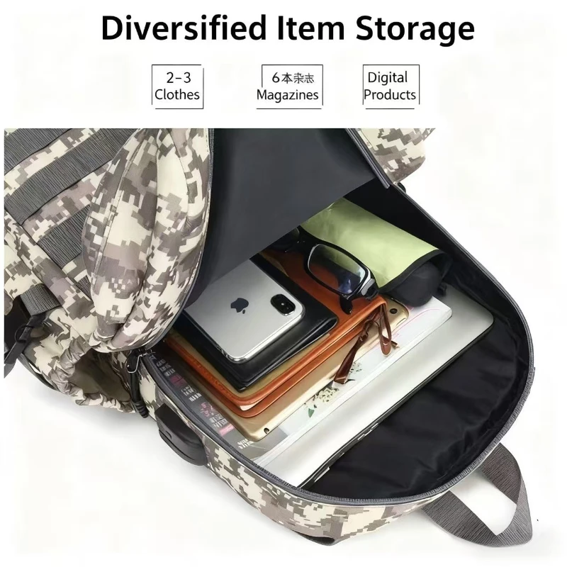 Eat Chicken Three-level Backpack 2025 New Creative Camouflage Backpack Waterproof Wear-resistant Nylon Multifunctional Schoolbag - Image 4