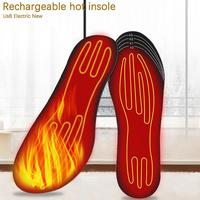 1Pair Electric Heated Insoles Temperature Control Cuttable Reusable USB Heating Insoles Foot Warmer Electric Rechargeable Insole