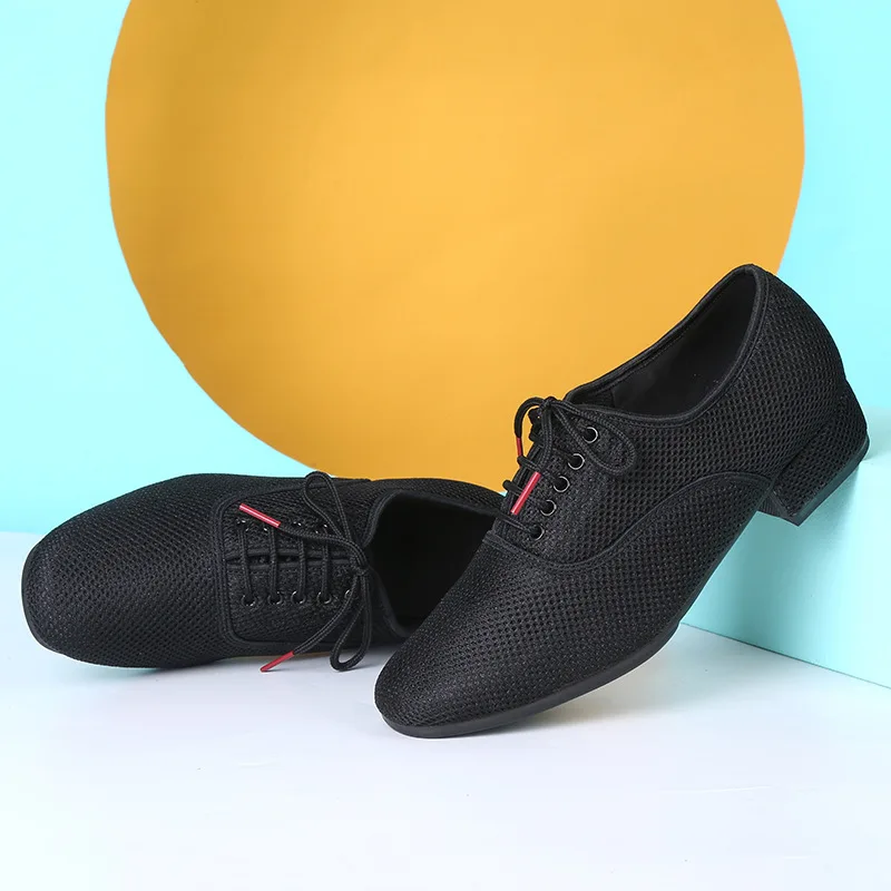 Chaussures de danse Standard pour hommes, chaussures de salle de bal en maille respirante à talons bas, compétition d'entraînement, chaussures de Sport de danse moderne pour hommes