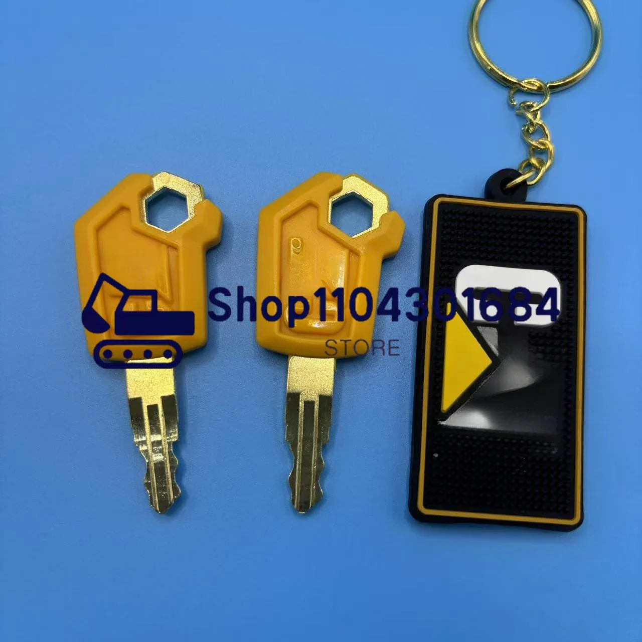 For Caterpilla Excavator Heavy Equipment Keychain 5P8500 F0002 8H5306 Ignition Key with Bucket Key Chain