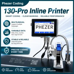 Phezer for HP P130Pro 12.7/25.4mm Ink Cartridge Label Printer Online Inkjet Printer QR Strip Number Number Logo Expiration Date