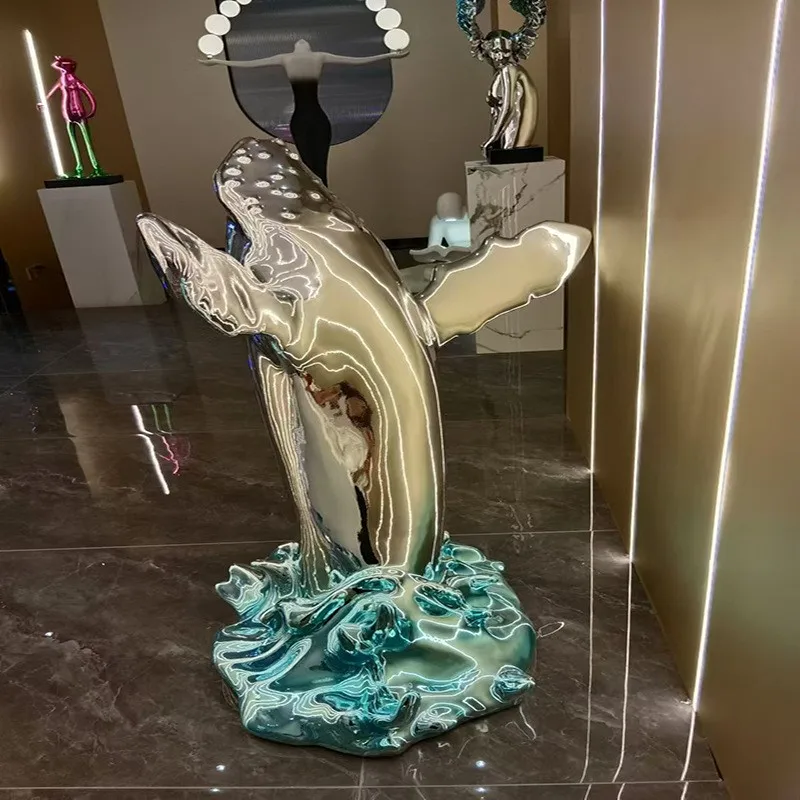 ※a Modern Dolphin and Whale Sculptures in Fiberglass for Decorative Use in Hotel Lobby Creative and High end Display Items