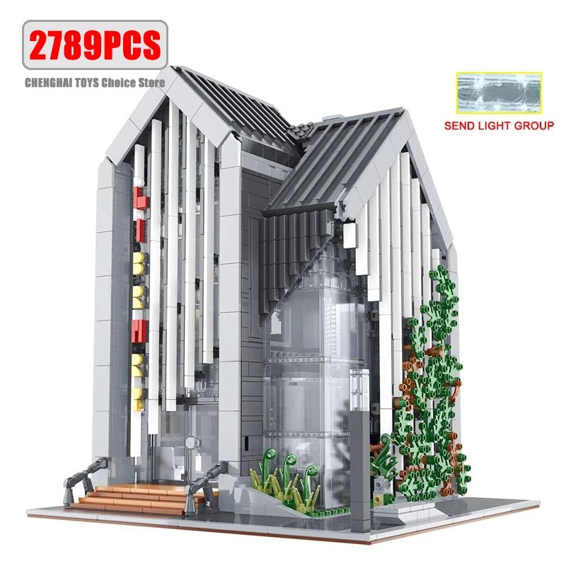 2789szt Kreatywny ekspert Nowoczesna biblioteka Modułowa architektura miasta Klocki do budowy Model z klocków MOC Widok ulicy Zestaw zabawek dla dzieci Prezent dla chłopca