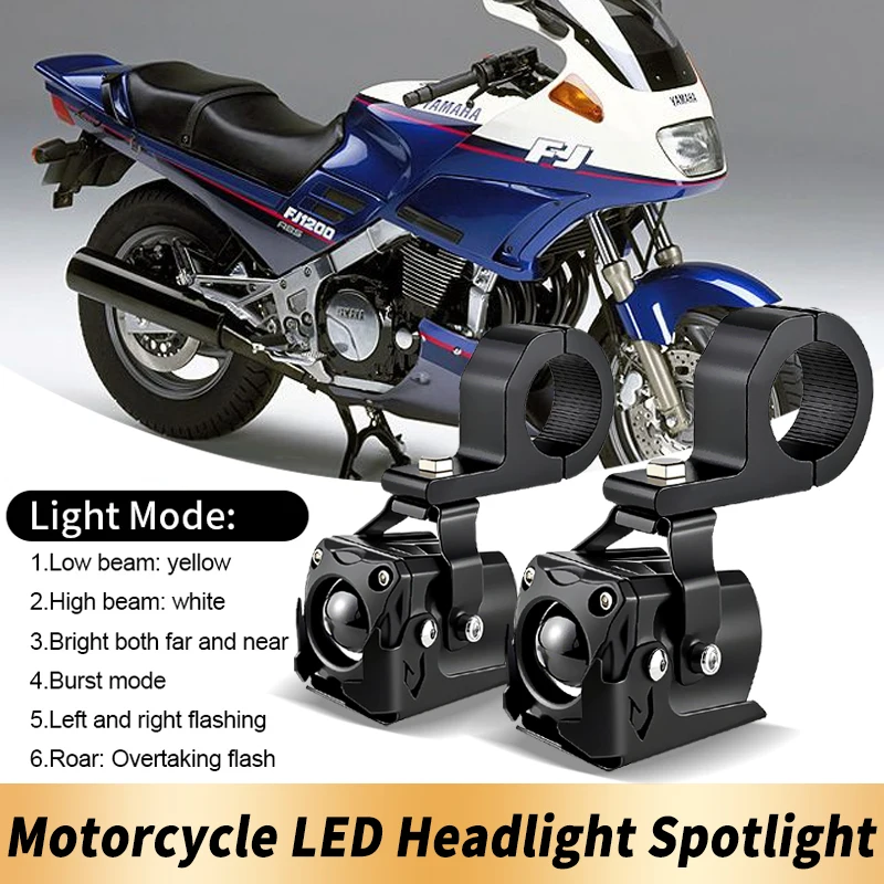 2PCS Motorcycle LED Headlight Spotlights Dual Color Canbus For Yamaha TMAX500 TMAX530 TMAX560 FZR1000 FJ1200 TDM850 TRX850 V-Max