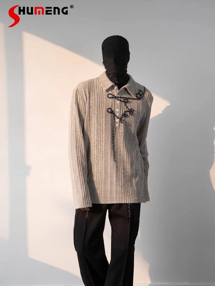 

Fashion Light Luxury Knitwears Men's 2025 Autumn Winter New Irregular Stylish Handsome Cardigan Men's Trendy Knitted Base Shirts