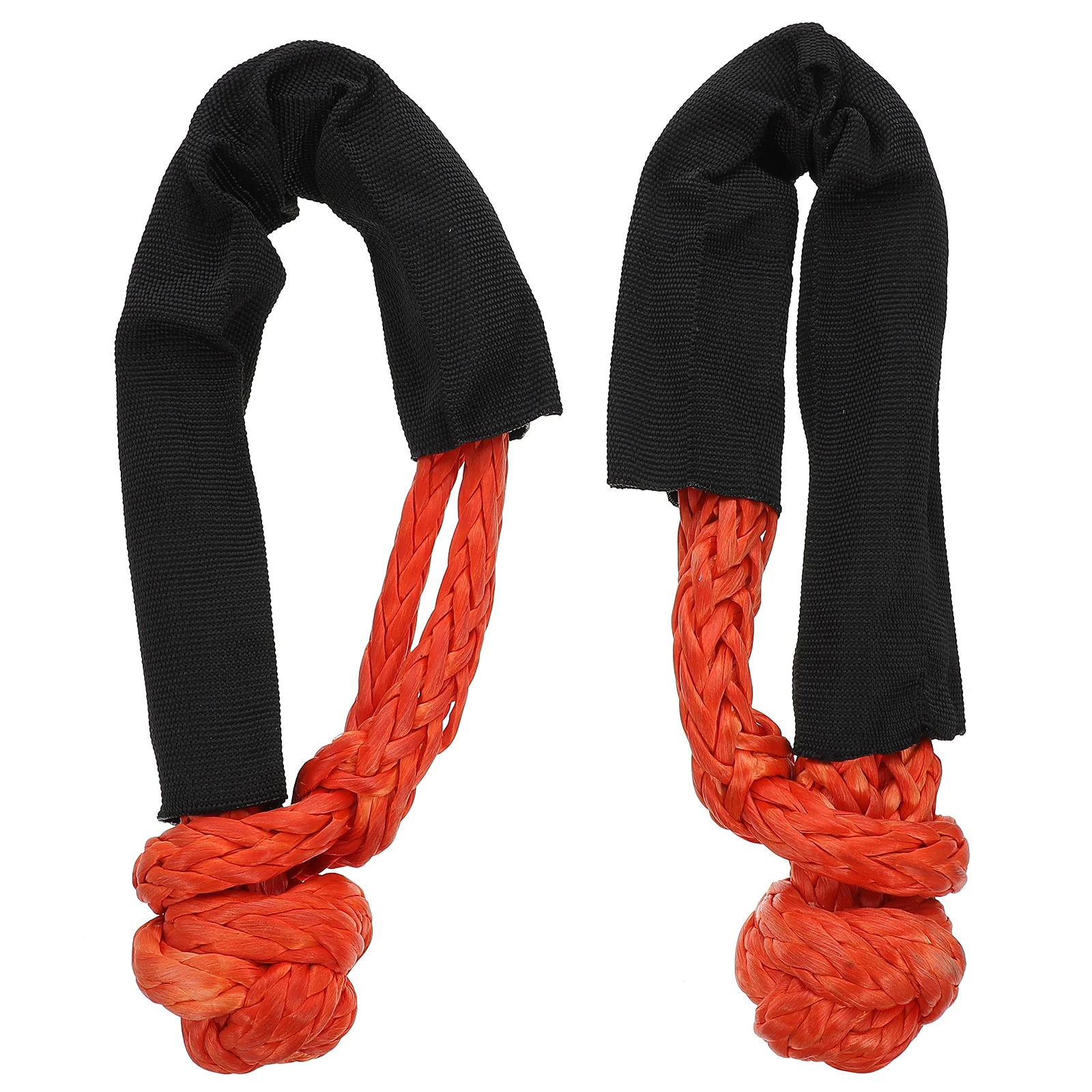 2 Pcs Pimple Rope Orange Shackles Strap Softer with Protective Sleeve Recovery Connect Vehicle Pulls Climbing