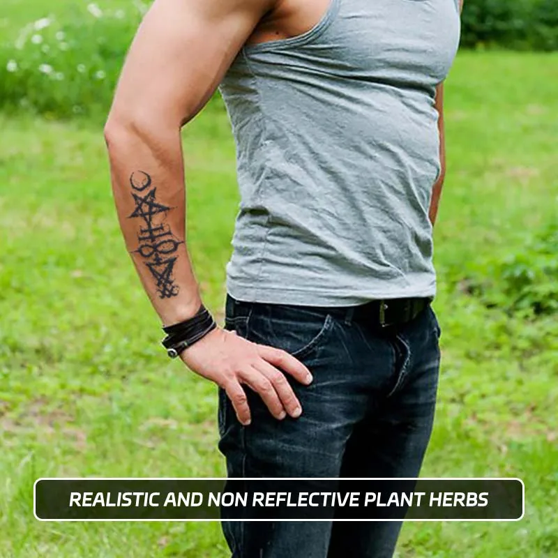 

Durable waterproof one to two weeks temporary tattoo sticker abstract starburst and moon pattern fake tattoo arm