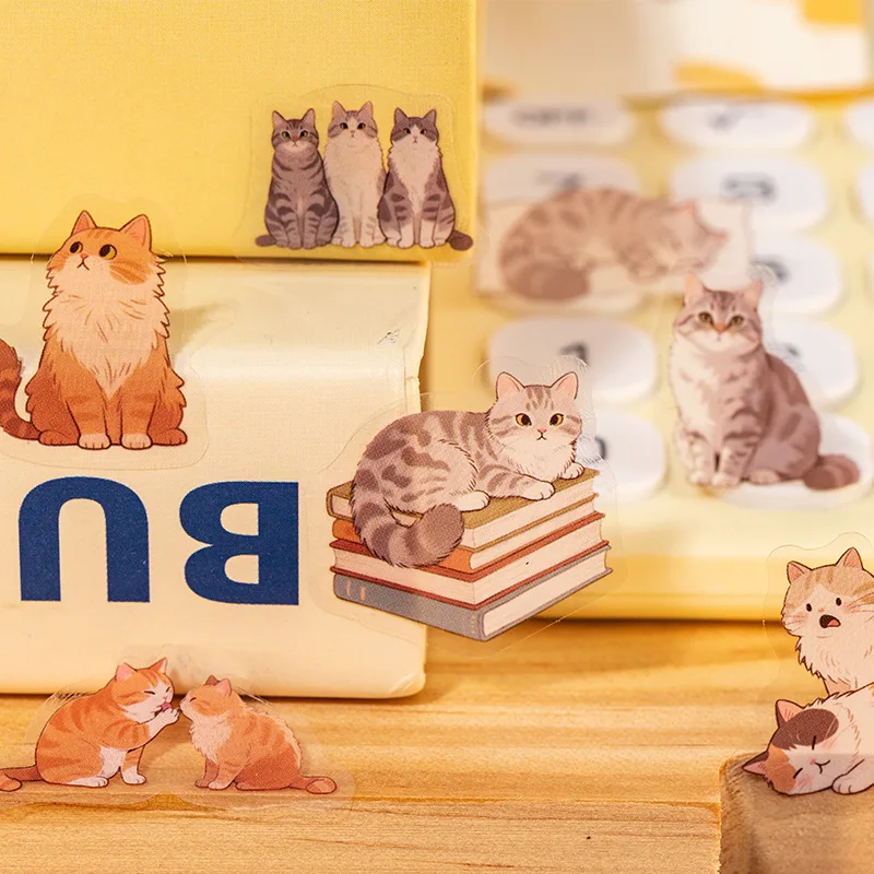 1pcs Kitten Stickers Cute Cartoon Versatile Hand Account Water Cup Mobile Phone Back Card Diy Collage Stickers
