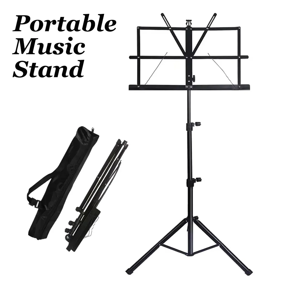 Miwayer Portable Music Stand – 2-in-1 Foldable Sheet Stand, Adjustable Height, Lightweight 690g, with Carrying Bag
