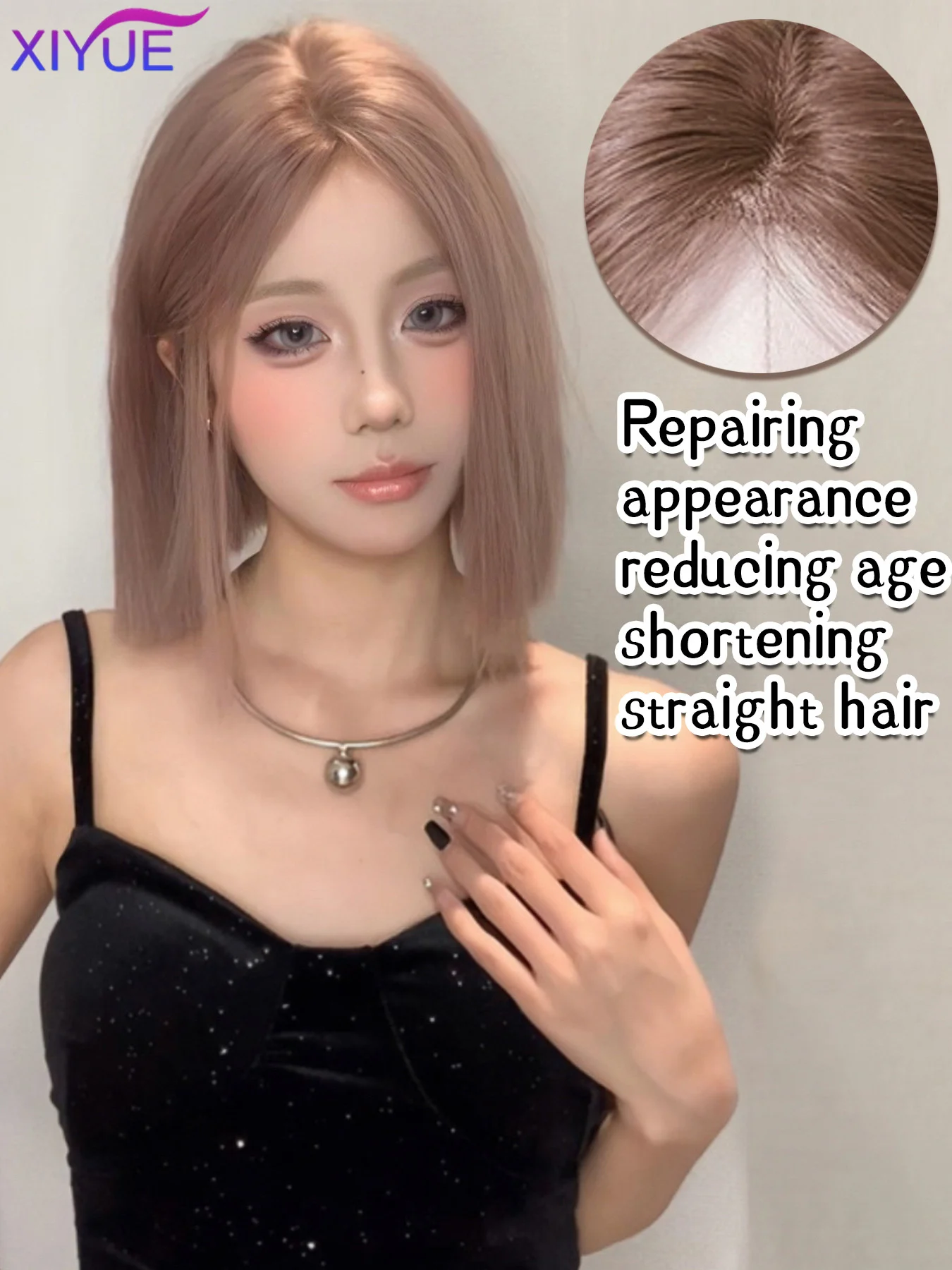 Gray Pink Synthetic Wigs Short Bob Cut Blunt Wigs with Bangs Cosplay Lolita Hair Wig for White Women Heat Resistant Party Daily