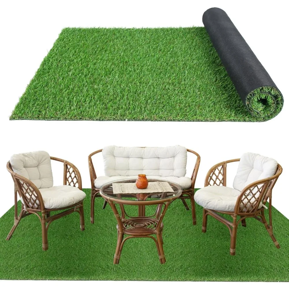 Indoor and outdoor grass carpet 4 feet X 6 feet, thin green lawn carpet, floor mat decoration terrace