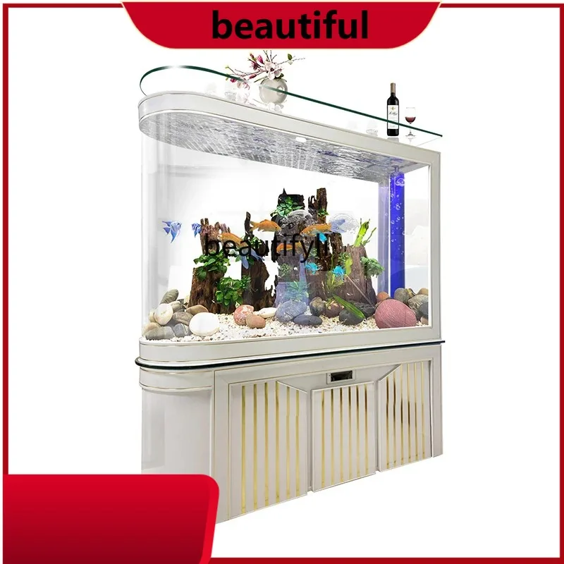 

Fish tank living room new screen household medium and large lazy water-free partition aquarium landscaping H H H