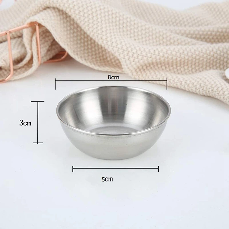 4Pcs Stainless Steel Sauce Dishes Round Seasoning Dishes Sushi Dipping Bowl Saucers Bowl Mini Appetizer Plates Top-Rated