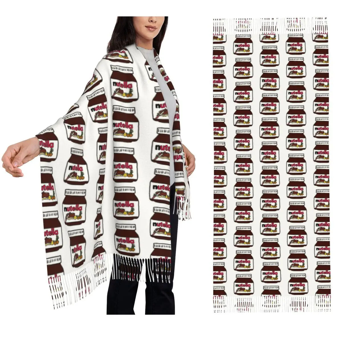 

Nutella Scarf Tassel Scarves for Women Soft Warm Shawls and Wraps Large Fall Winter Shawl Wrap