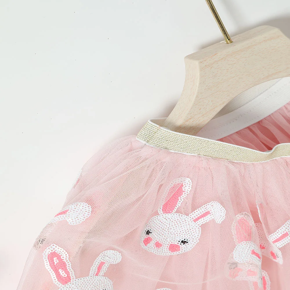 2025 new girl style children\'s half skirt Europe and the United States new mesh rabbit sequin Easter TUTU skirt