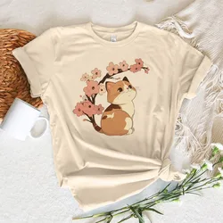 Cute Cat top women harajuku Japanese funny tshirt girl comic y2k funny clothing