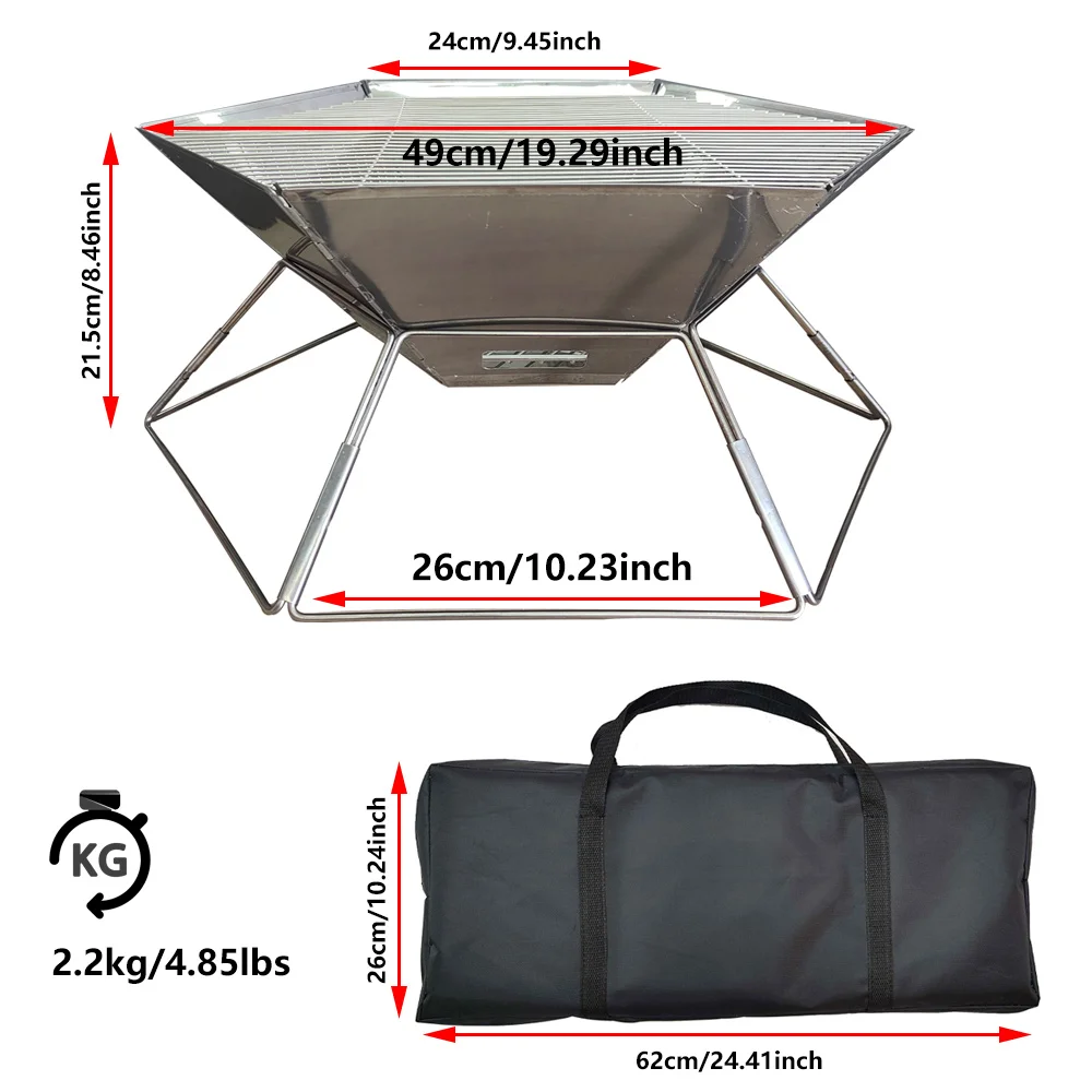 Outdoor Camping Fire Pits Foldable Wood Burning Charcoal Grill Hexagonal Oven Campfire Pit Grill For Heating And Barbecue Picnic