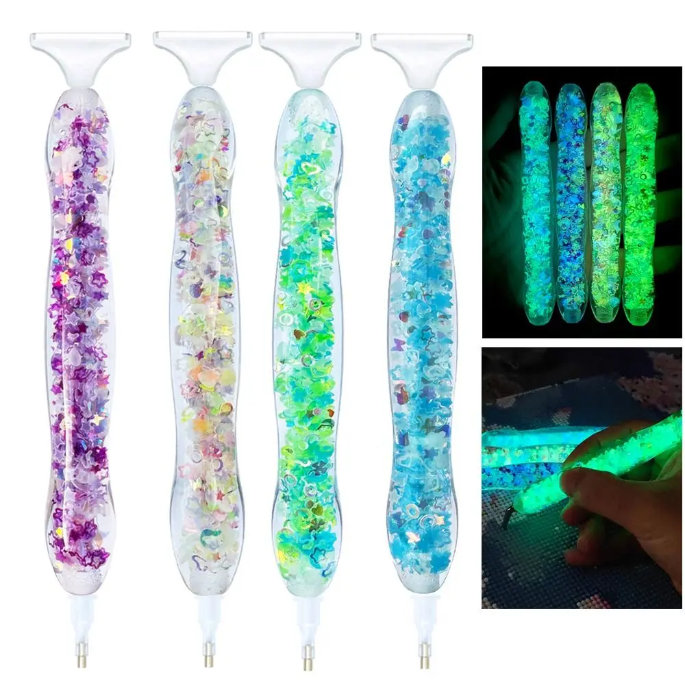 5D Luminous Resin Diamond Painting Pen Resin Luminous Spot Drill Pen Diamond Painting Cross Stitch Point Drill Pen Nail Art Tool