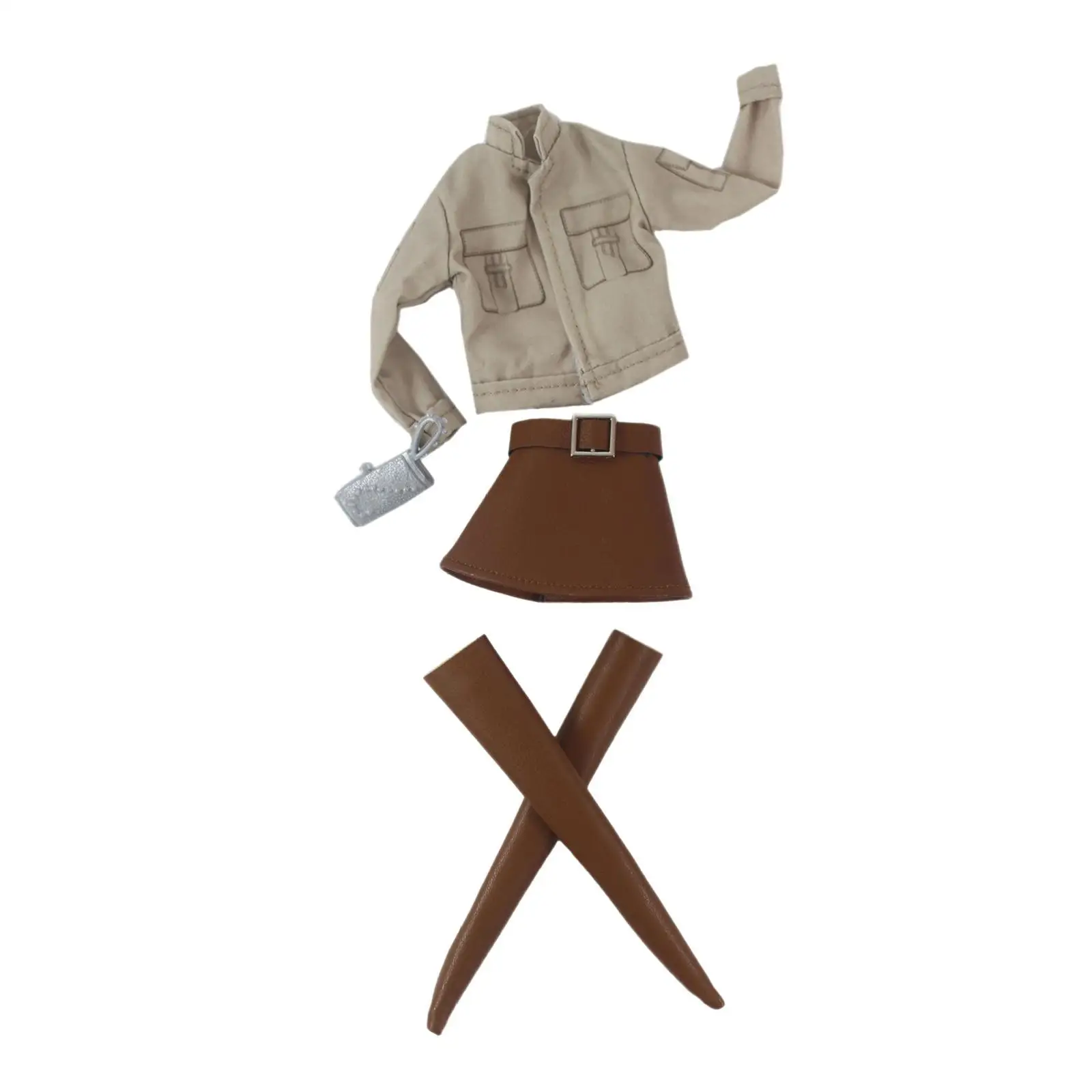 Handcrafted 30cm Doll Clothes Outfit Designer BJD Jacket Skirt Set for Girl Dolls Dress Up Play