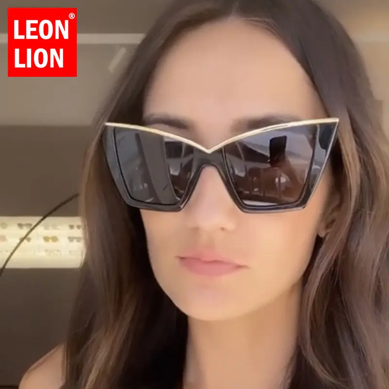 LeonLion 2023 Oversized Cateye Sunglasses Women Luxury Brand Eyewear Women/men Retro New Glasses Women Gafas De Sol Uv400