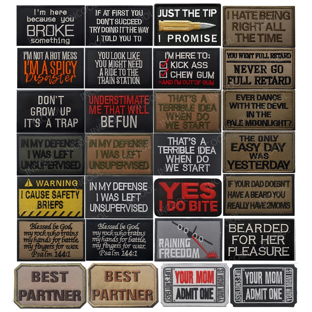 Funny Classic Saying Patch Motivational Phrases Biker Slogan Words Patches Appliqued Sticker Chevron Strip Badge