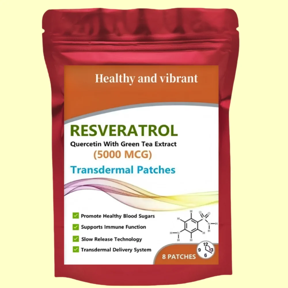 Resveratrol, Quercetin With Green Tea Extract Maximum Strength 5000 Mcg Transdermal Patch Premium Formula Anti-aging Antioxidant