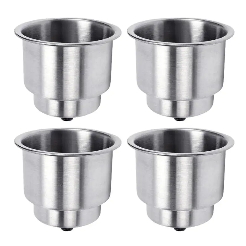 

4 Pcs Upgraded Stainless Steel Cup Drink Holder with DrainMounting Gasket & Internal pad for Marine Boat RVs Camper