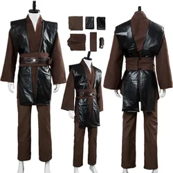 Anakin Cosplay Costume Costume Adult Men Knight Fantasy Brown Uniform Top Belt Outfits Halloween Carnival Party Suit