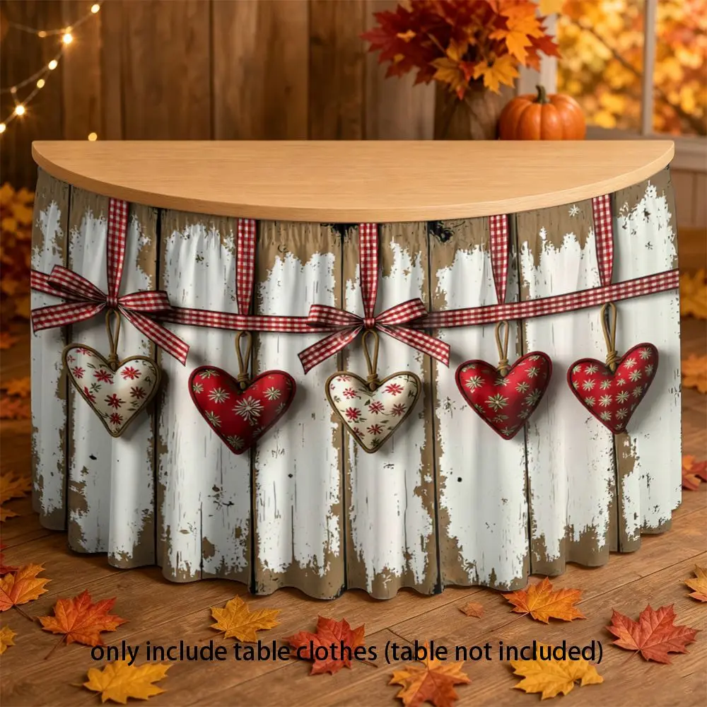Handmade country-style table skirt, featuring checkered ribbons and linen trimmings - multi-functional
