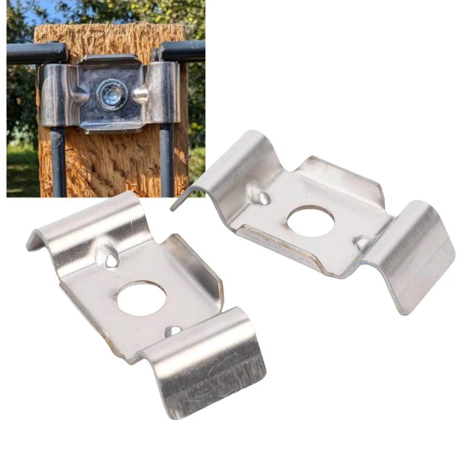 

10 Pieces Double Wire Fence Panel Clamp Rust-Resistant Dual-Wing Fence Post Fastener Stainless Steel Wire Fastener Long-Lasting